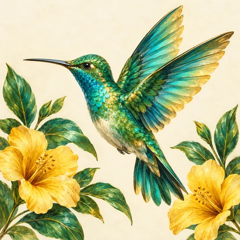Ejemplo de colores luminosos: colibrí